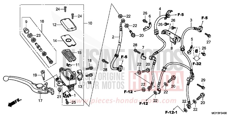 MAITRE-CYLINDRE FREIN AV. von VFR800X „Crossrunner“ PEARL FADELESS WHITE (NH341) von 2011